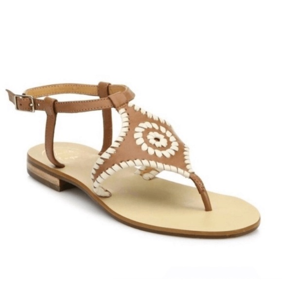 Jack Rogers women’s Maci Brown and White Sandals size 7.5 - Picture 1 of 6